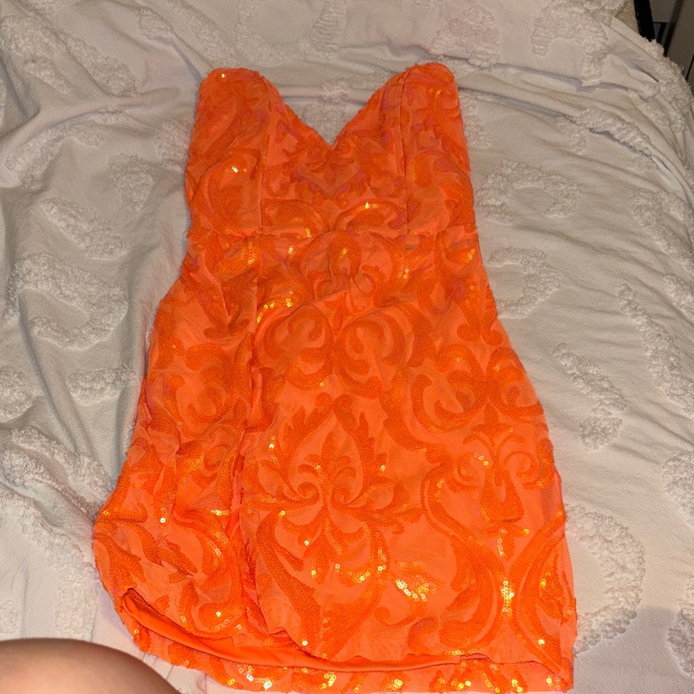 Windsor Bright Orange Sequin Dress homecoming dress